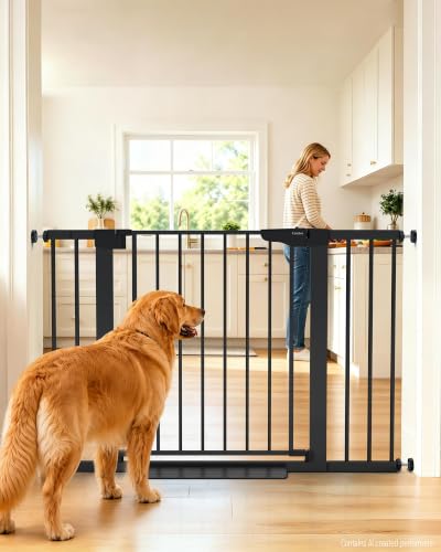 Cumbor 30-46″ Baby Gate for Stairs, Auto Close Dog Gate for the House Black
